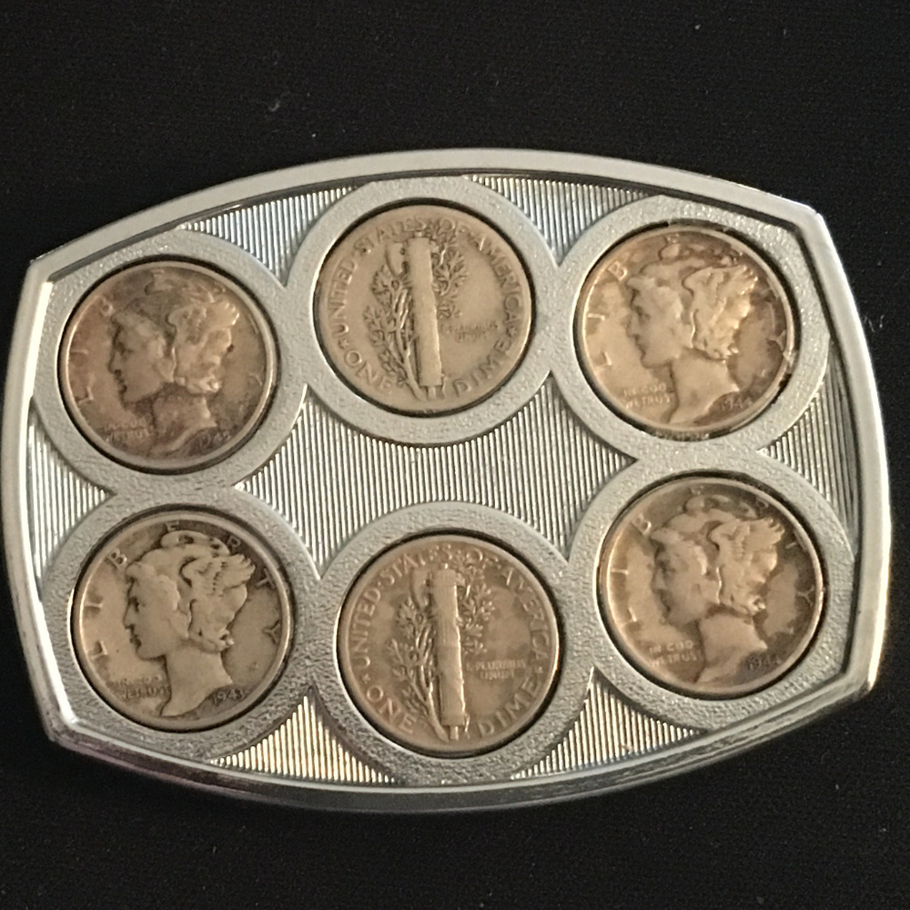 NEW~Unique Belt Buckle with US Mercury Dimes